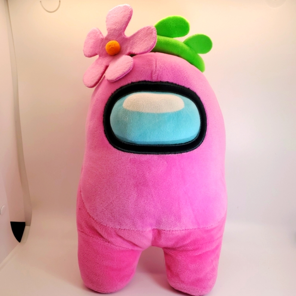 Toikido Among Us Pink 12" Plush with Flower